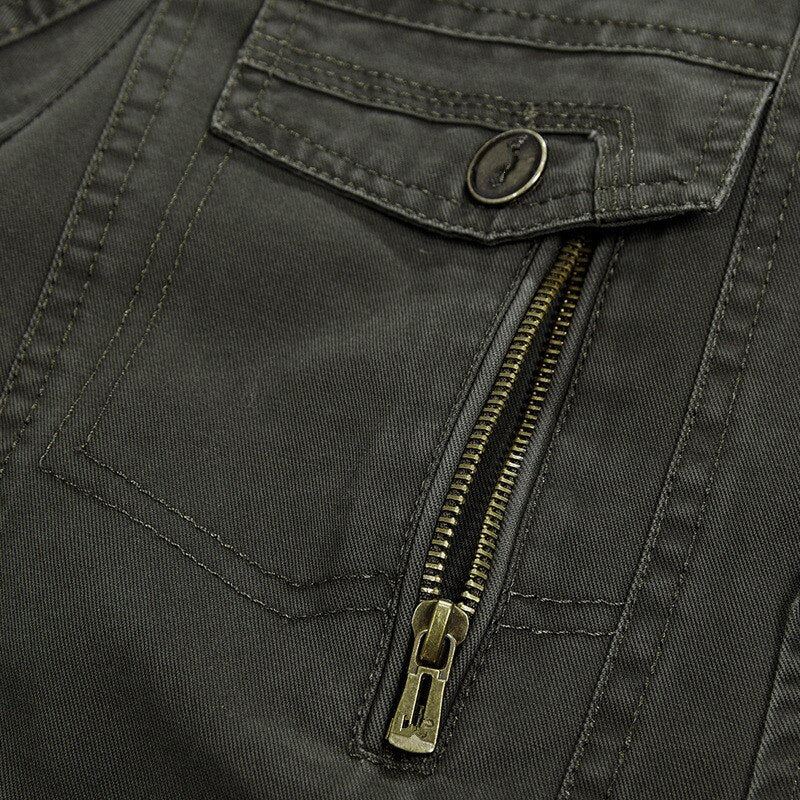 Wojskowa Marynarka Męska Wiosna Jesień Casual Bawełniane Sprane Płaszcze Armia Bomber Garnitur Kurtki Denim Cargo Trench - Khaki