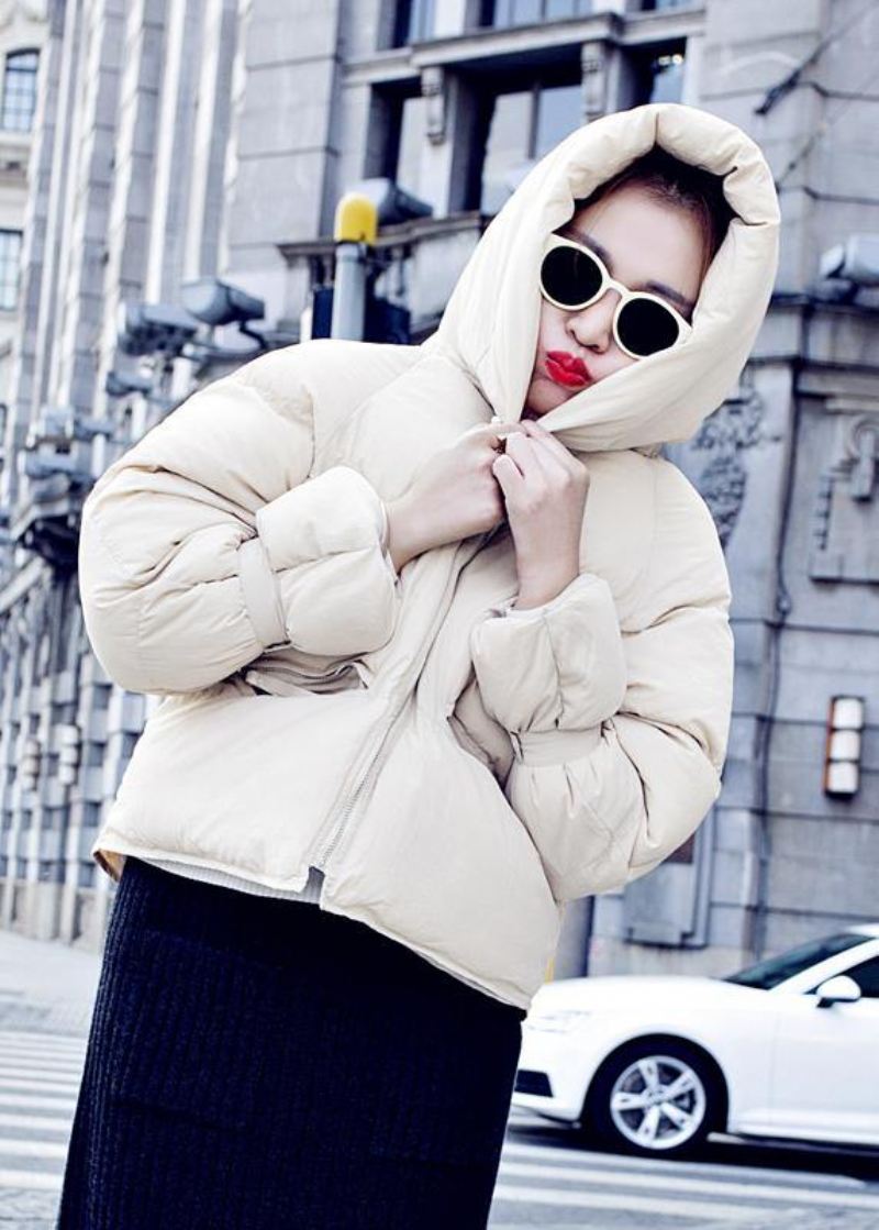 Luksusowy Damski Płaszcz Parka Plus Size W Kolorze Beżowym Z Grubym Płaszczem Z Kaczego Puchu