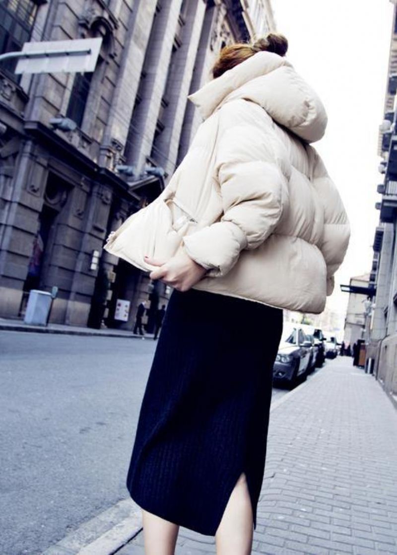 Luksusowy Damski Płaszcz Parka Plus Size W Kolorze Beżowym Z Grubym Płaszczem Z Kaczego Puchu - Beżowy
