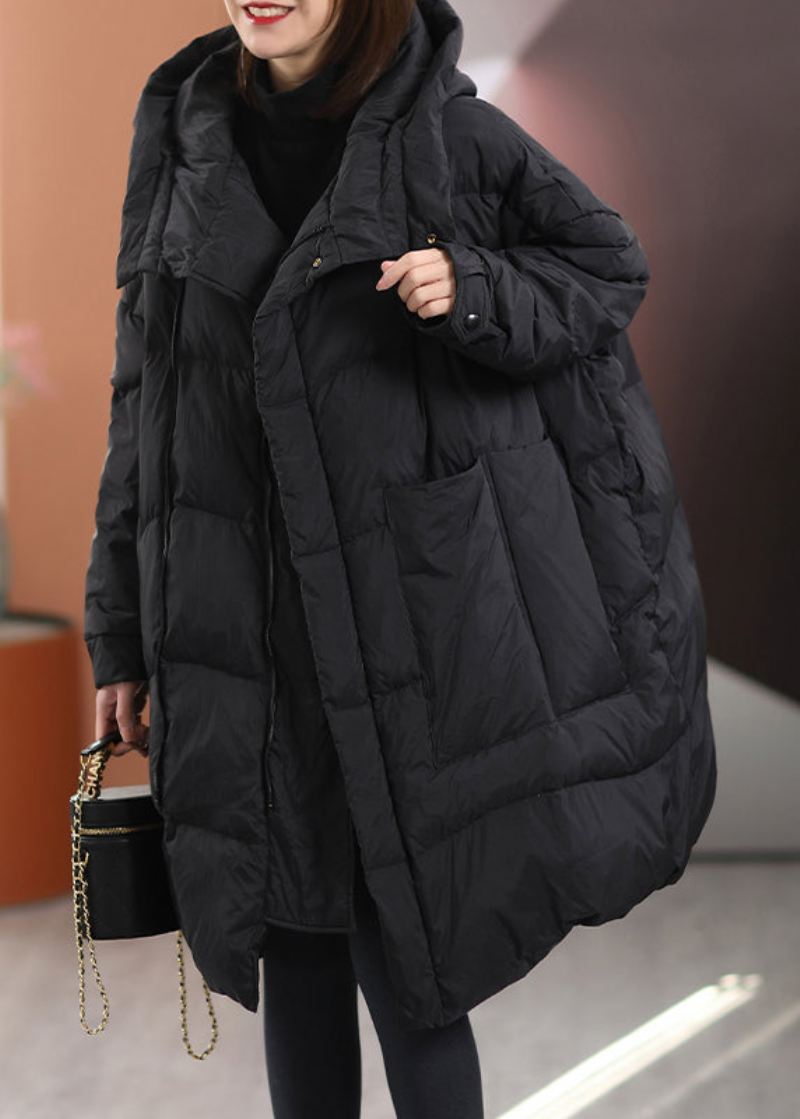Plus Size Khaki Oversize Patchworkowe Kieszenie Płaszcze Zimowe Z Kaczym Puchem - Kurtki puchowe damskie