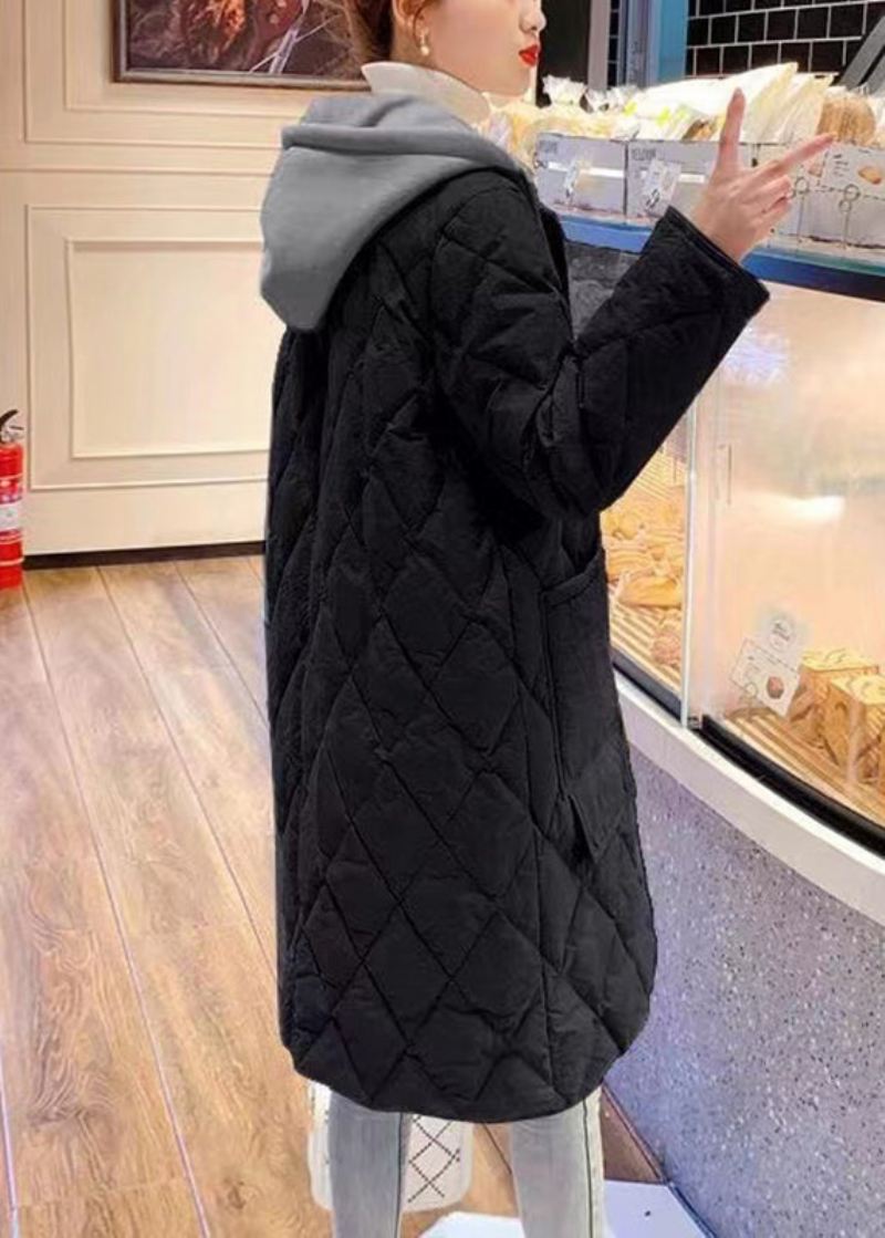 Plus Size Żółte Kieszenie Patchworkowa Parka Z Kapturem I Sznurkiem Z Długim Rękawem - Żółty