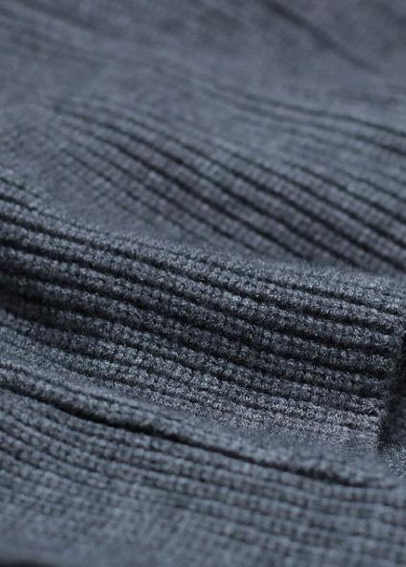 Estetyczne Swetry Plus Size Szare Kieszenie Dzianinowa Kurtka Z Rękawami Nietoperzowymi - Kardigany damskie