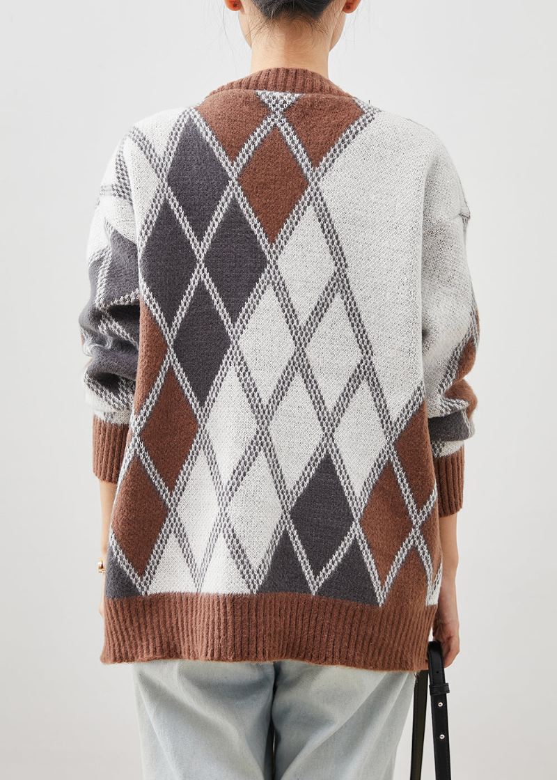 Nowoczesna Oversize'owa Dzianinowa Kurtka W Kolorze Khaki Wiosenna - Kardigany damskie