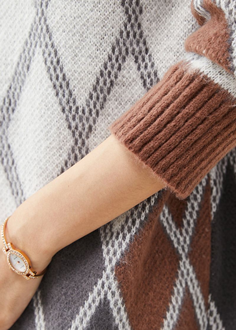 Nowoczesna Oversize'owa Dzianinowa Kurtka W Kolorze Khaki Wiosenna - Kardigany damskie