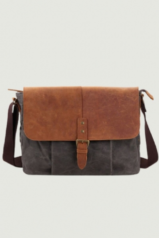 Męska Płócienna Skórzana Torba Casual Vintage Torby Na Ramię Wodoodporne Crossbody Wysokiej Jakości Podróżna